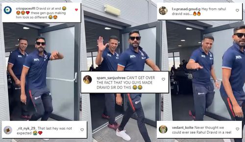 Rahul Dravid and Mohammed Siraj in the “Hey” video shared by Shikhar Dhawan.