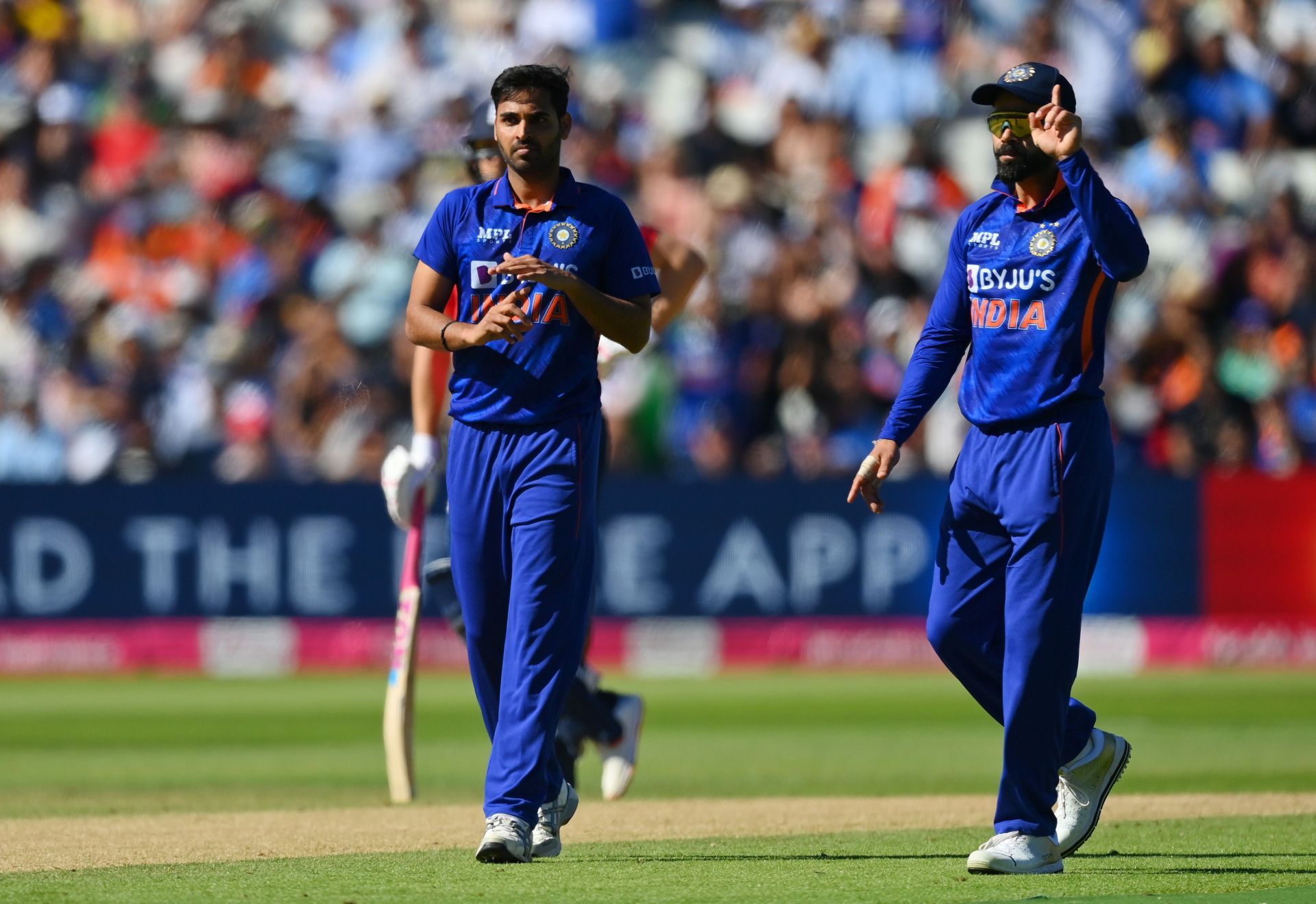  Bhuvneshwar Kumar provided India breakthroughs with the new ball.  