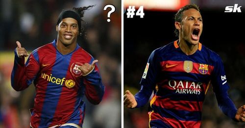 Former Barca stars Ronaldinho (left) and Neymar.