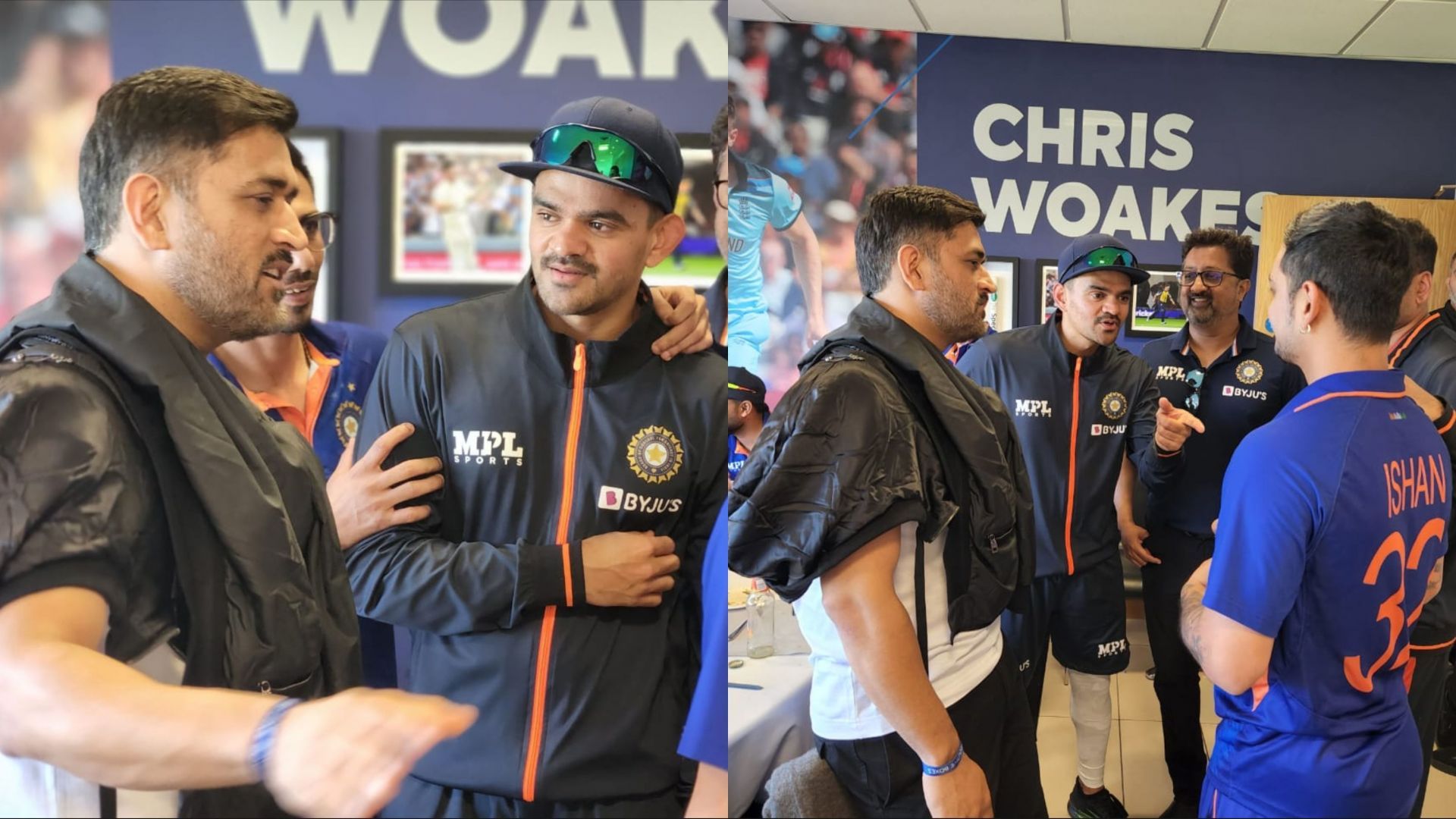 MS Dhoni was spotted having a chat with young wicket-keeper batter Ishan Kishan at Edgbaston (Image: BCCI).