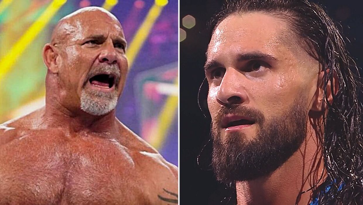 Goldberg (left), RAW Superstar Seth &#039;Freakin&#039; Rollins (Right)