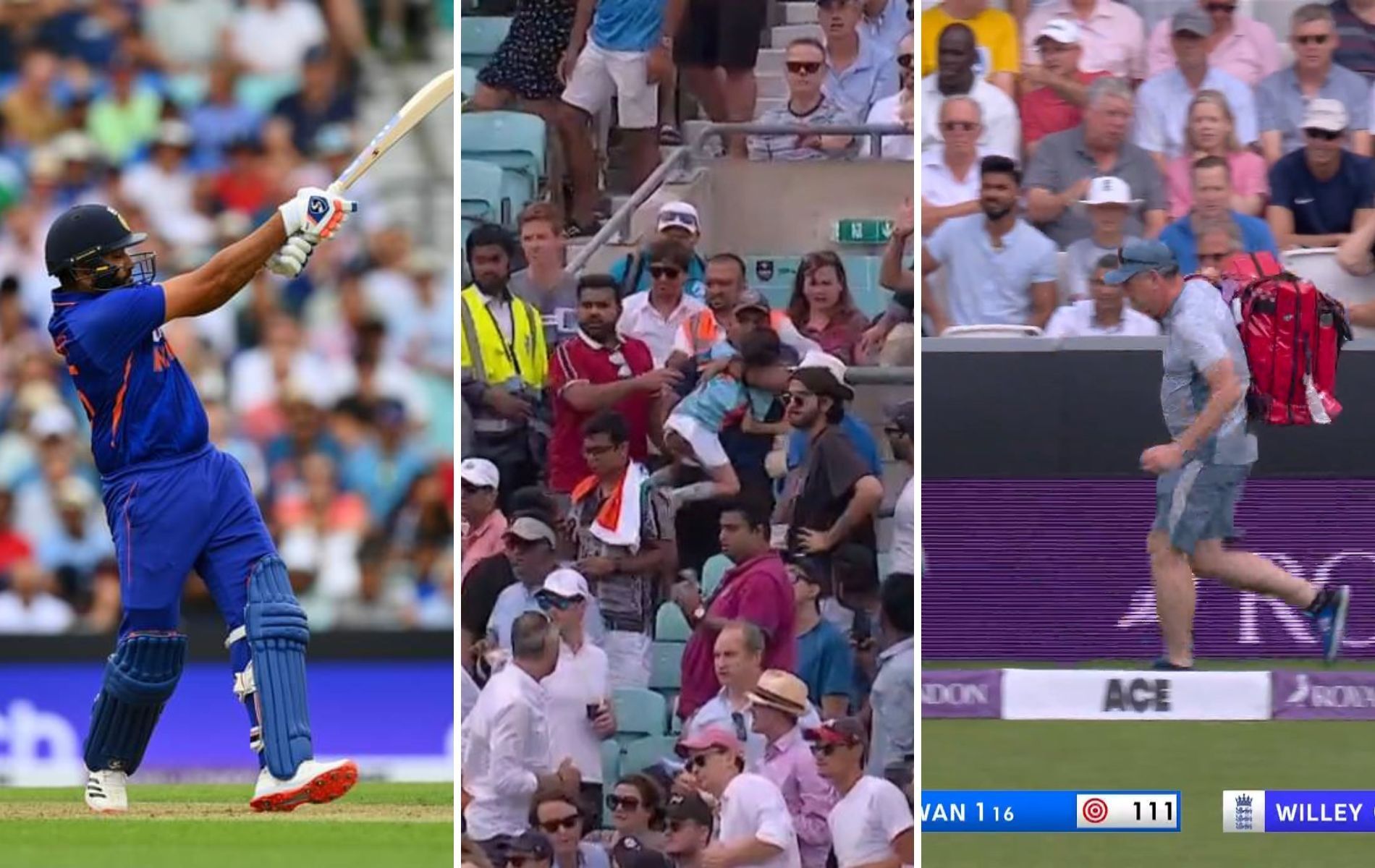 England sent their physios to check on the little girl. (Pics Sony Sports Network)
