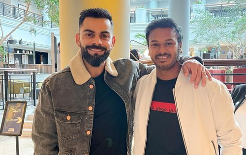 Virat Kohli (L) and Dwaraka Ravi Teja. (Pic: Instagram)