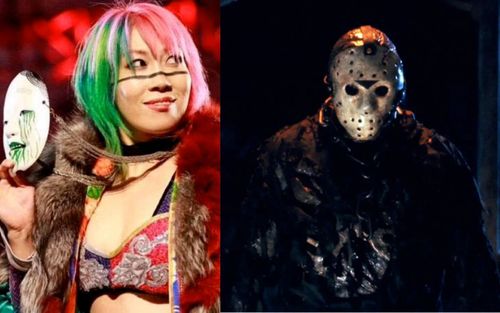 Asuka on RAW (left); Jason Voorhees from Friday the 13th (right)