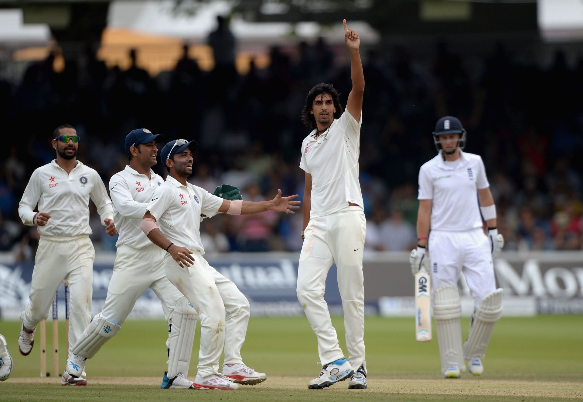 Ishant Sharma celebrates dismissing Ben Stokes during the 2014 Lord&#039;s Test. Pic: Getty Images