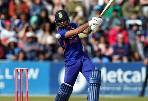 Harshal Patel during his half-century against Northamptonshire. Pic: Getty Images