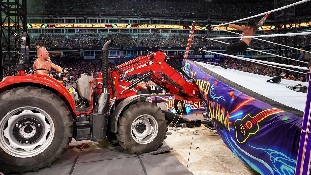 Brock Lesnar used a tractor to lift the ring at SummerSlam