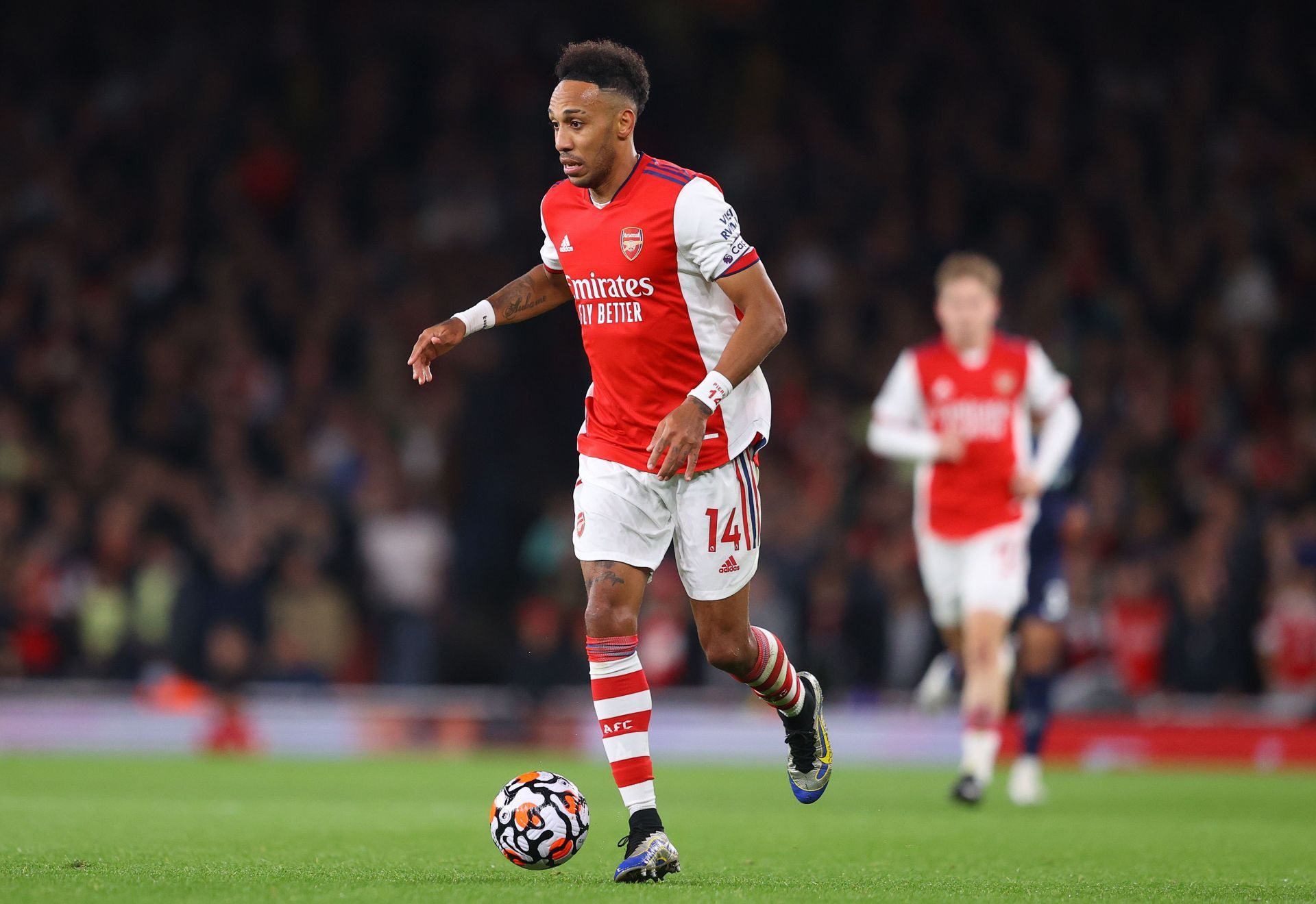 Pierre-Emerick Aubameyang in action for Arsenal