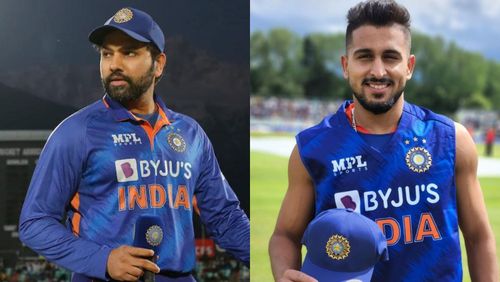 Rohit Sharma (left) and Umran Malik