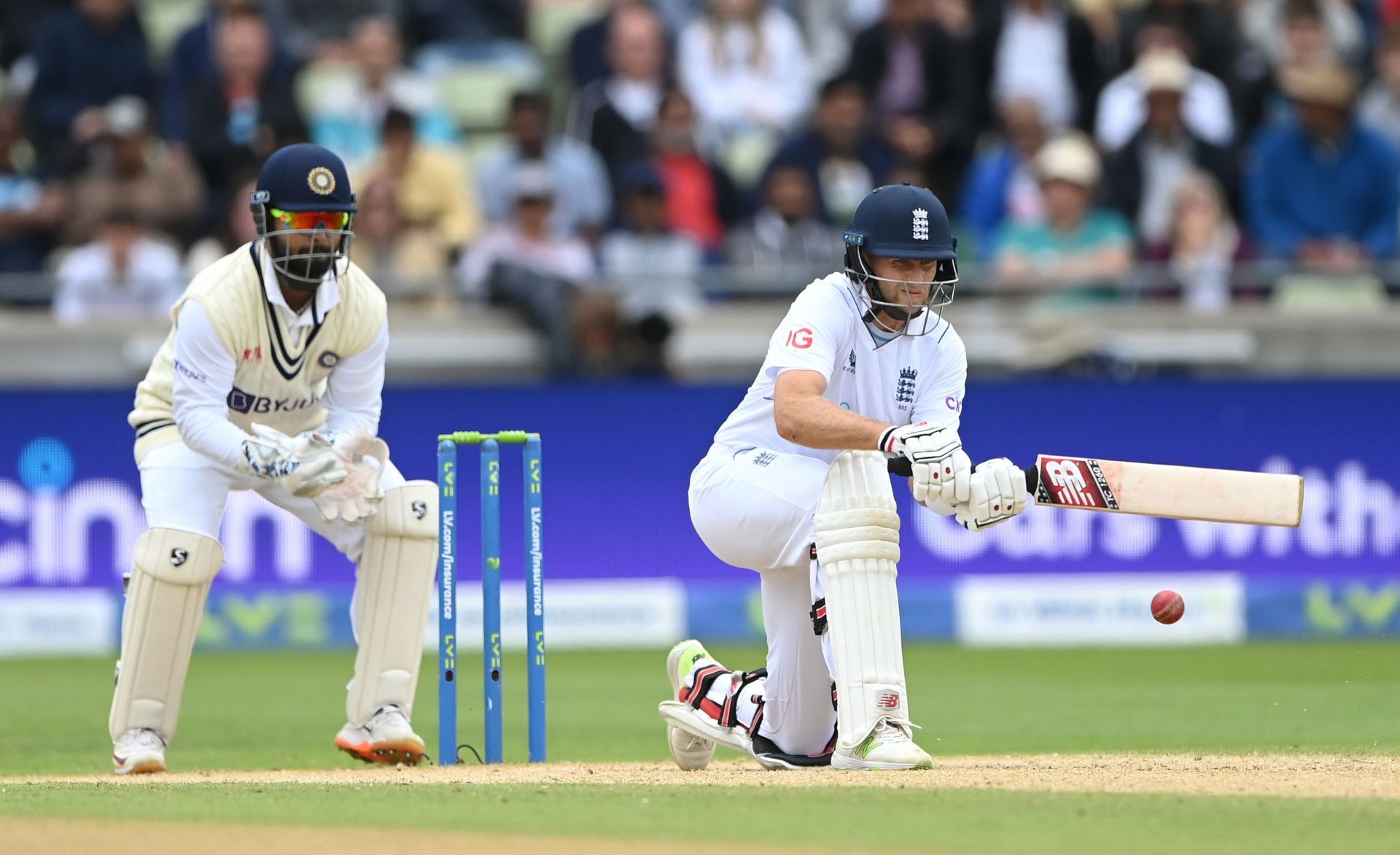 Joe Root during his hundred against India on Tuesday. Pic: Getty Images