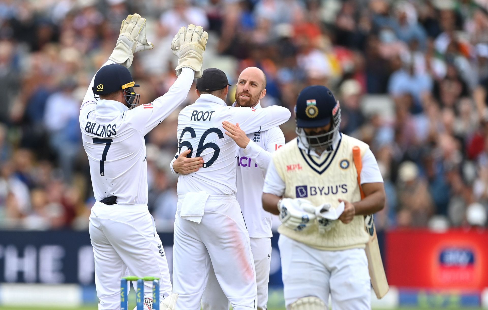 Rishabh Pant walks back after being dismissed on Day 4 in Birmingham. Pic: Getty Images