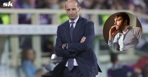 Bianconeri manager Max Allegri; [inset] Fabrizio Romano