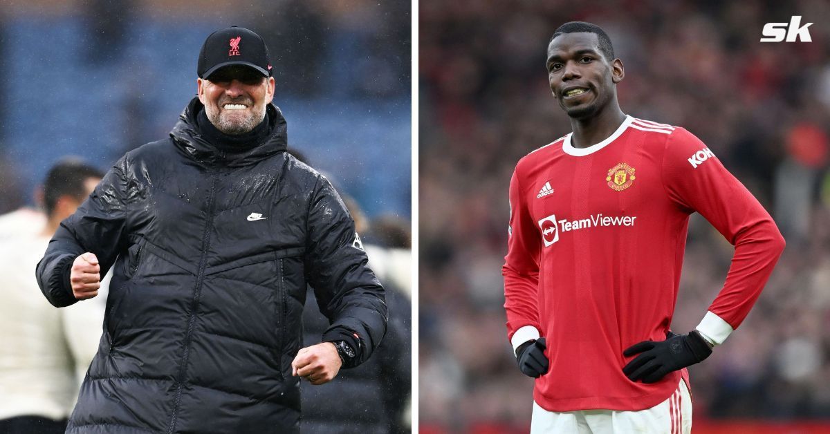 Liverpool manager Jurgen Klopp (L) and Juventus midfielder Paul Pogba (R)