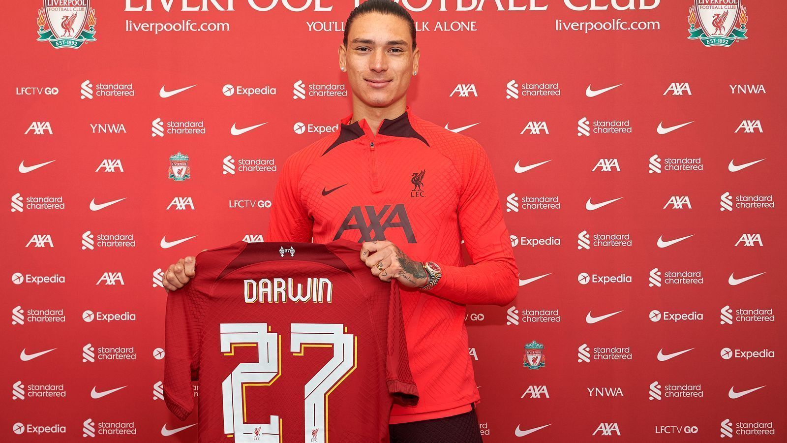 Darwin Nunez has arrived at Anfield