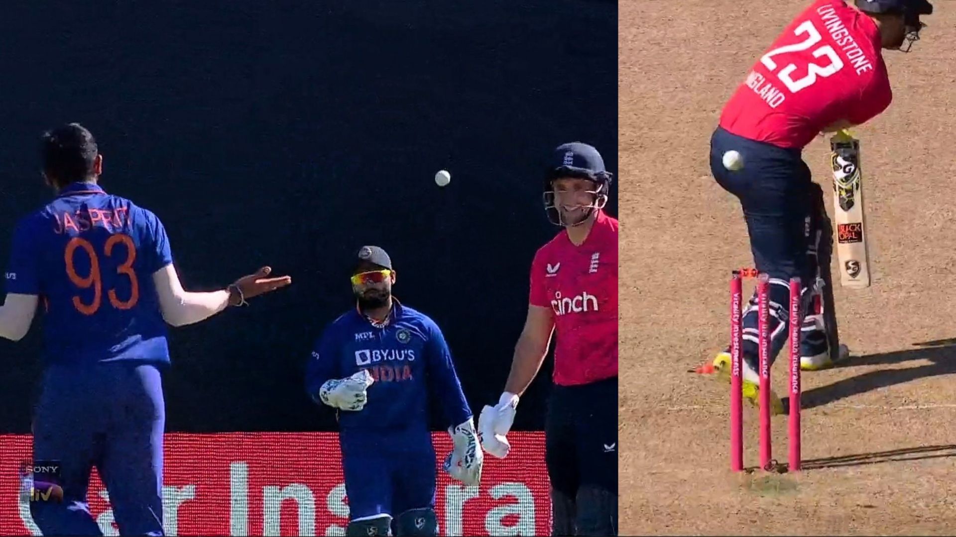 Jasprit Bumrah cleaned up Liam Livingstone with a classic delivery (Image Source: Twitter)