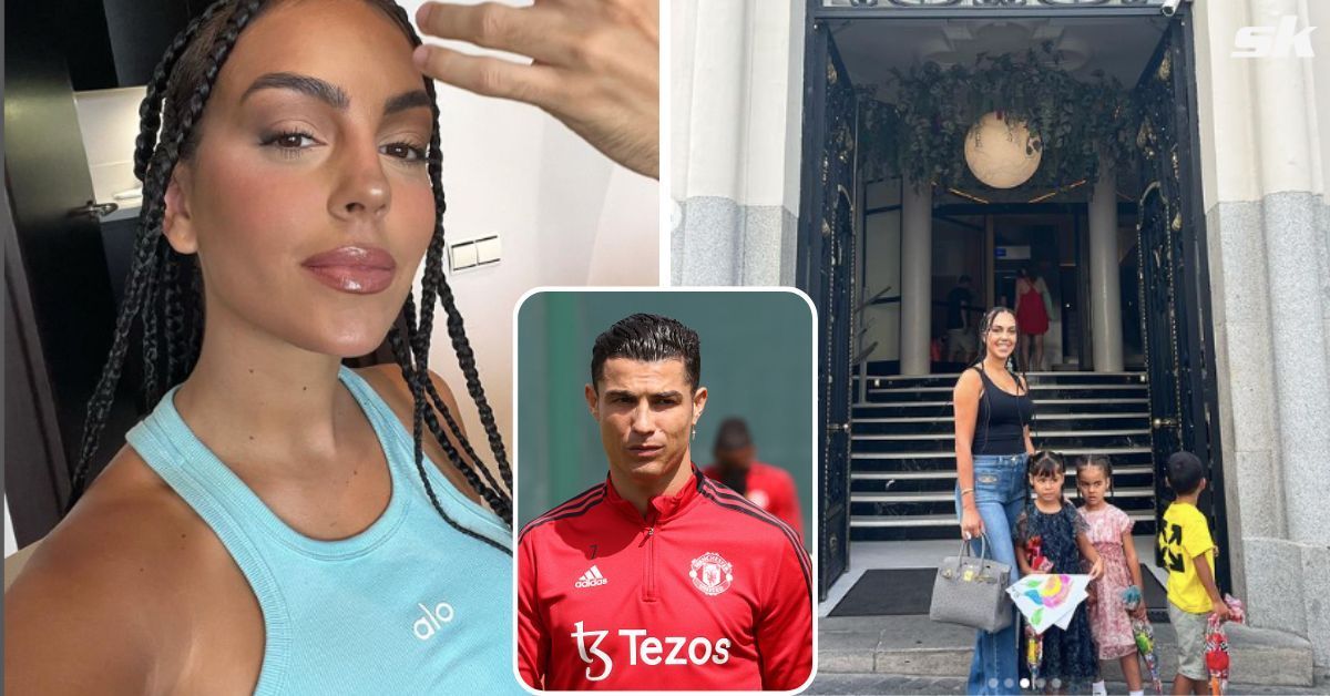 Georgina Rodriguez was spotted in Madrid with her kids at Cristiano Ronaldo&#039;s hotel
