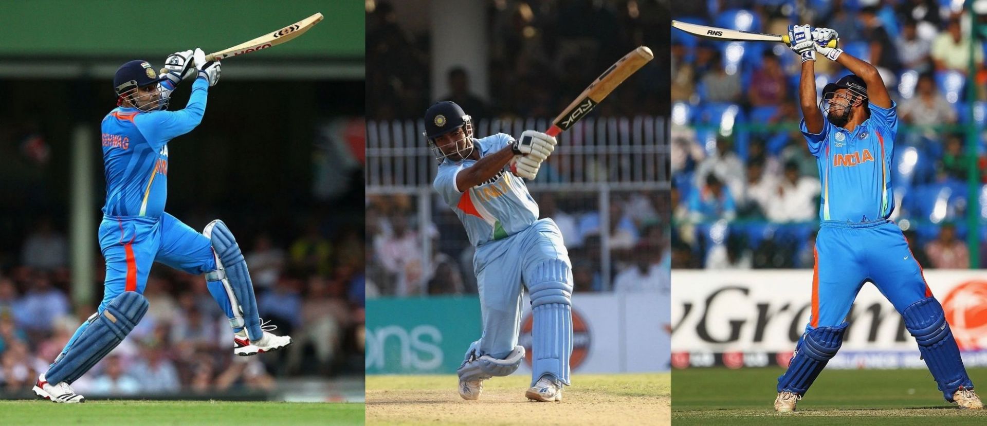 (LtoR) Virender Sehwag, Robin Uthappa and Yusuf Pathan. Pics: Getty Images