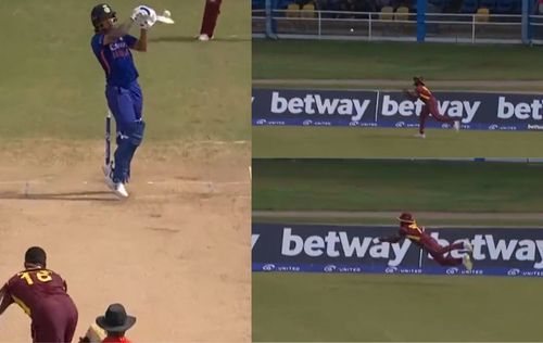 A combination of pictures capture Shikhar Dhawan’s dismissal in the second ODI. Credits: Fancode