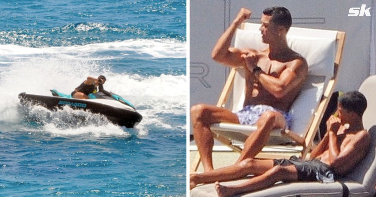 Cristiano Ronaldo seemed to be enjoying himself on the Jet Ski (Image Credit - BackGrid)