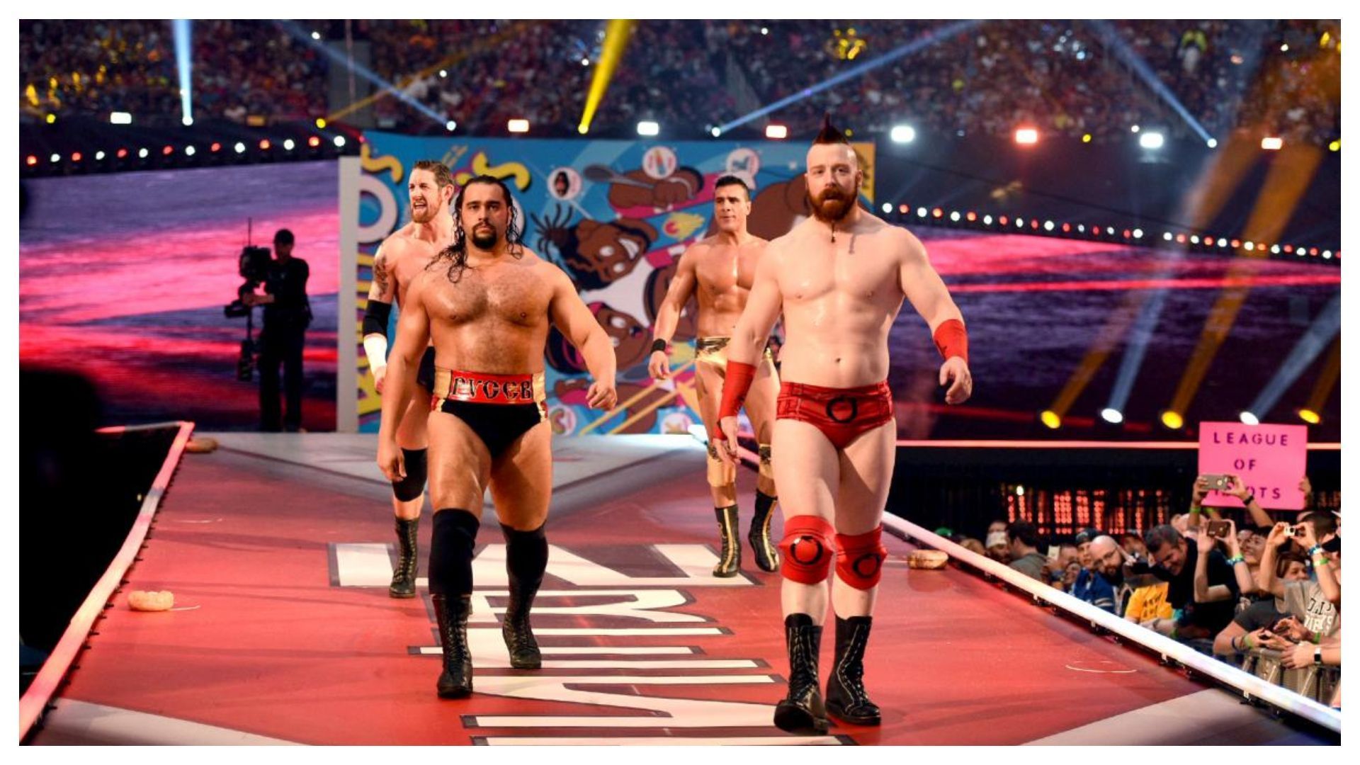 The League Of Nations make their entrance at WrestleMania 32