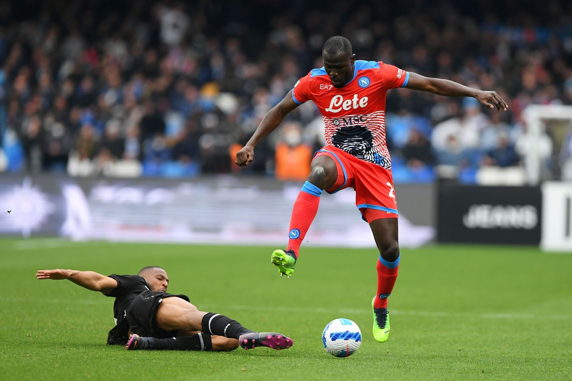 Kalidou Koulibaly (right) is wanted at Stamford Bridge.