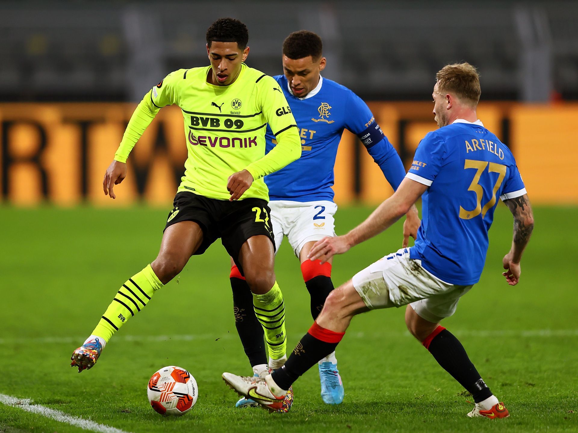 Jude Bellingham at Borussia Dortmund v Rangers FC