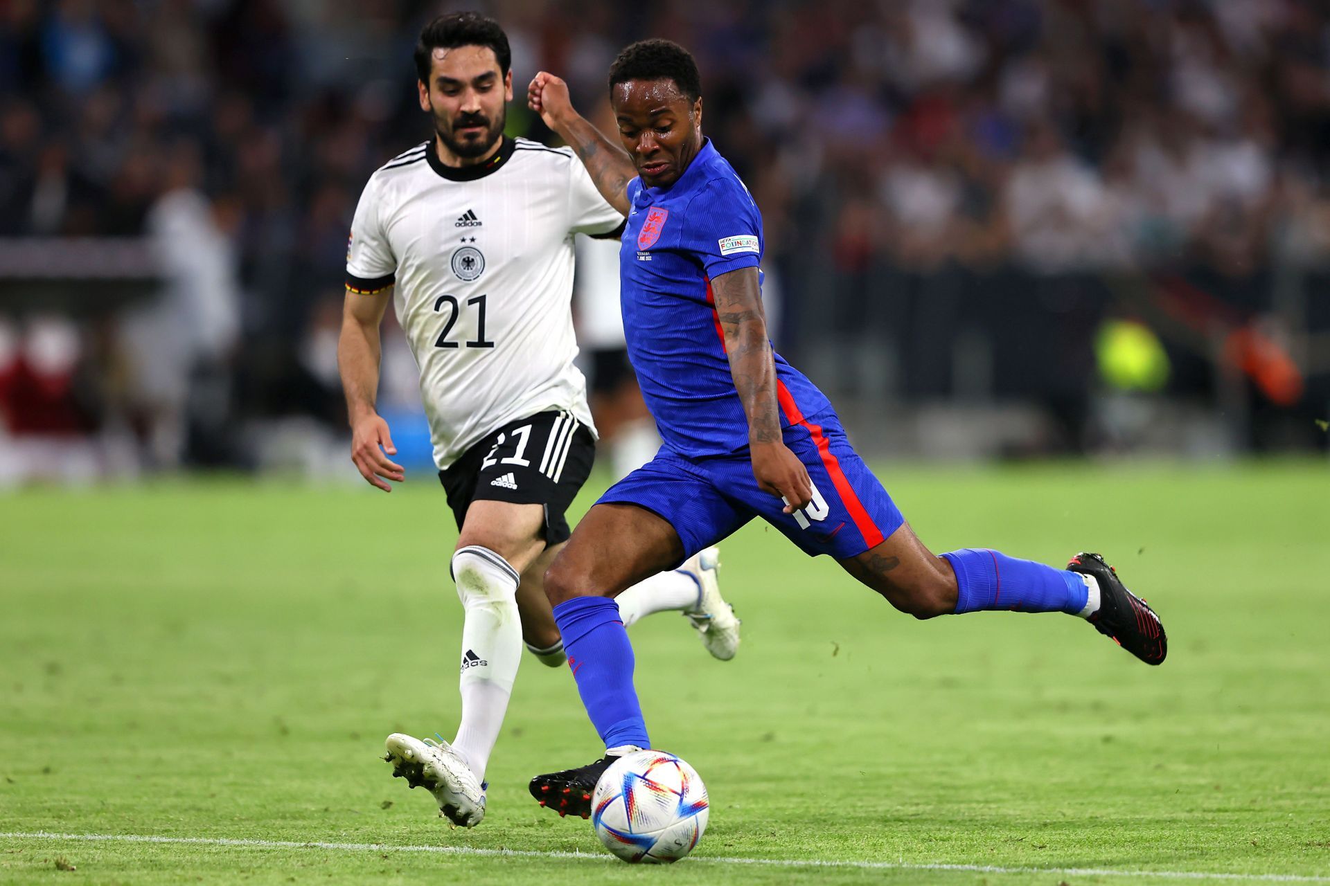 Raheem Sterling (right) has moved to Stamford Bridge this summer.