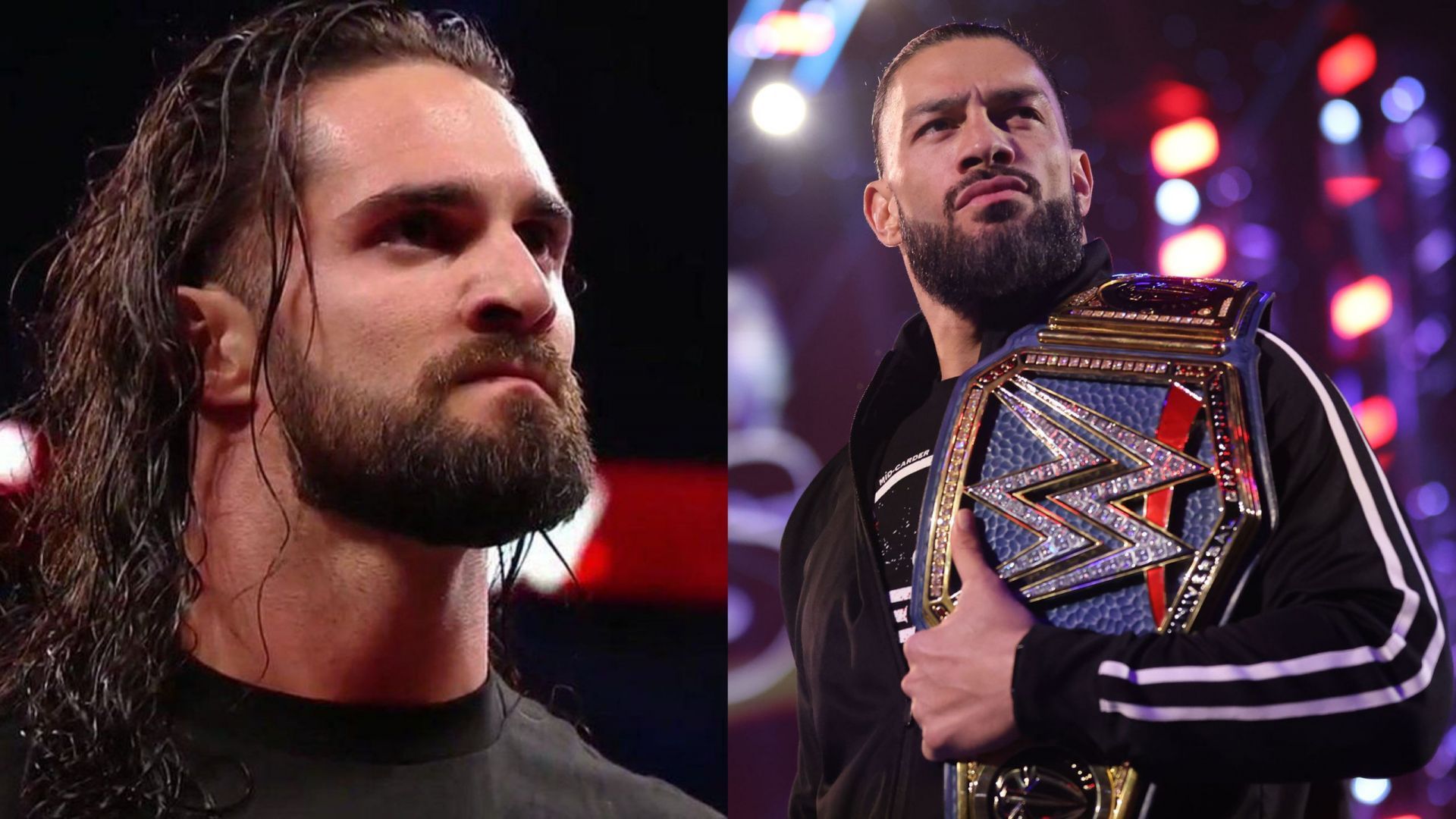 Seth Rollins (left); Roman Reigns (right)