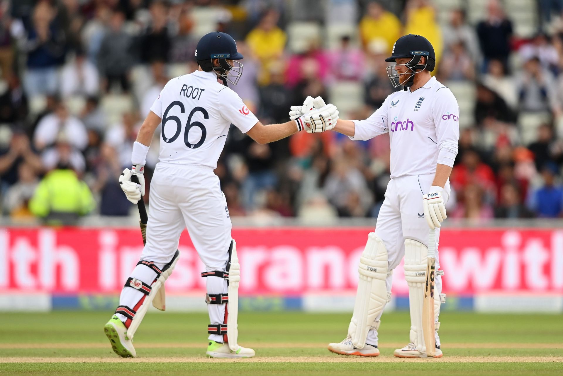 Joe Root (left) and Jonny Bairstow smashed unbeaten hundreds in England&rsquo;s win. Pic: Getty Images