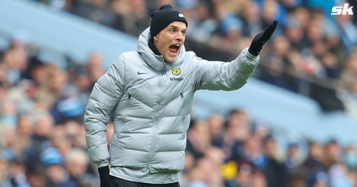 Blues manager Thomas Tuchel reacts during a match.