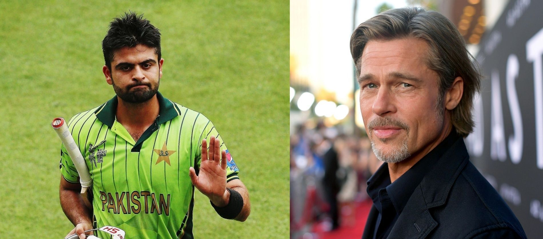 Ahmed Shehzad (left) and Brad Pitt. Pics: Getty Images