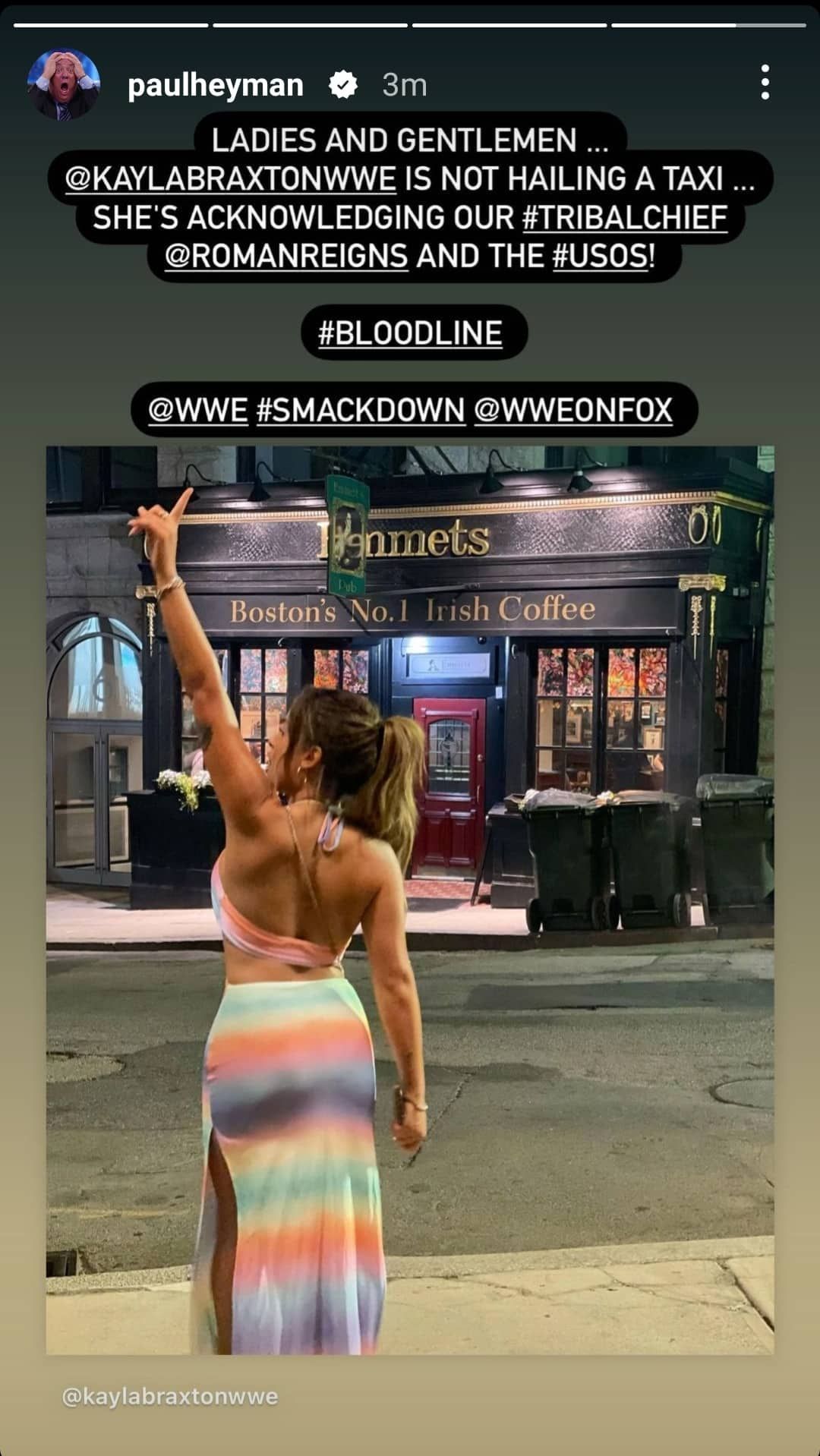 Paul Heyman's hilarious Instagram story featuring Kayla Braxton