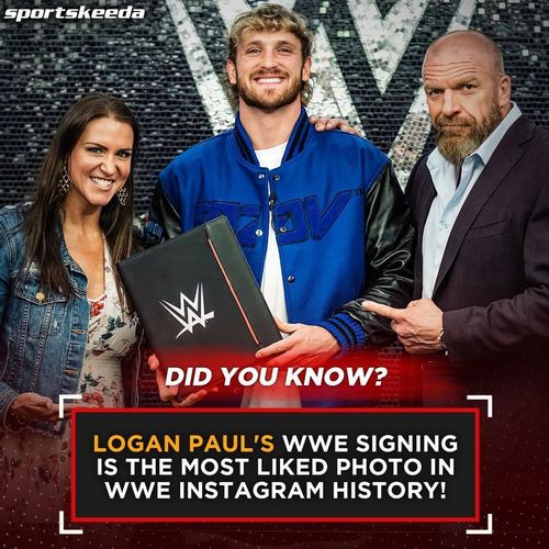 Stephanie McMahon (left); Logan Paul (middle); Triple H (right)