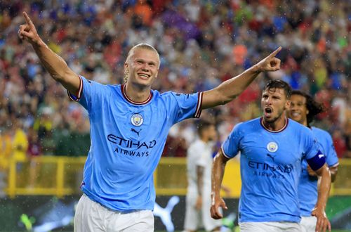 New signing Erling Haaland scores for Manchester City in a pre-season friendly