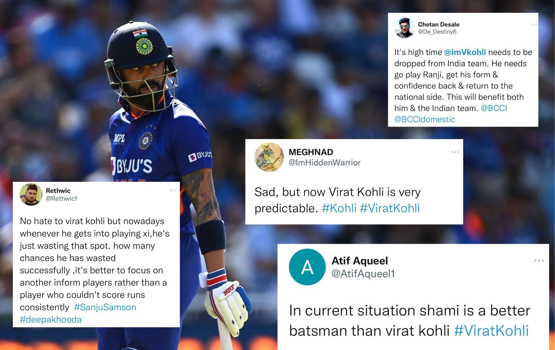 Virat Kohli was dismissed for 16 against England on Thursday.