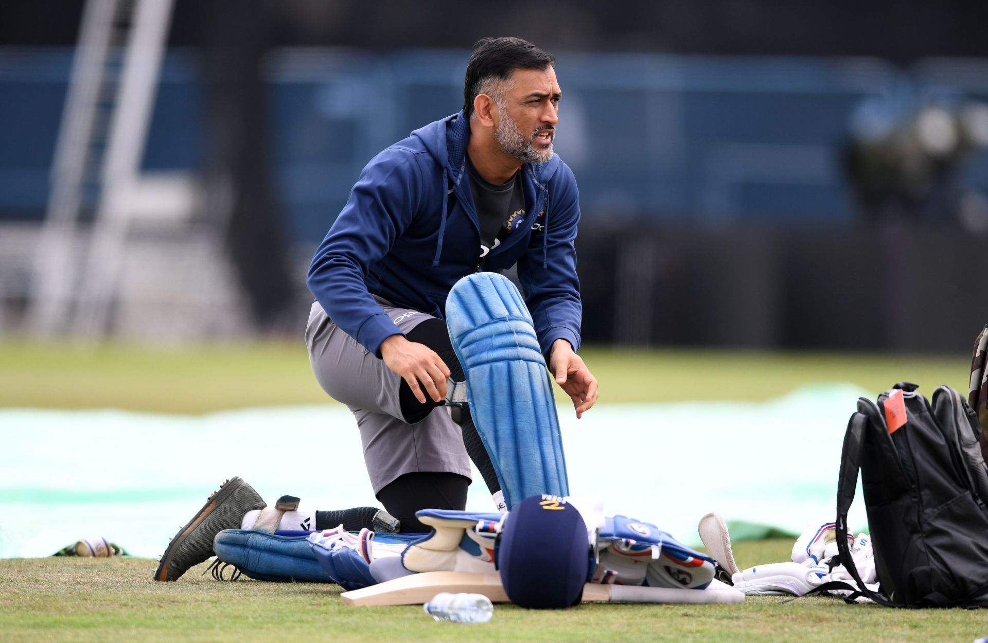 MSD prepares to bat during a net session at Headingley in 2018. Pic: Getty Images