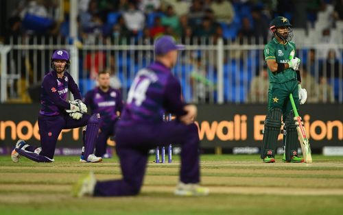 Scotland players take a knee during the T20 World Cup last year. Pic: Getty Images