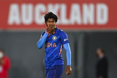 Pooja Vastrakar during the 2022 ODI World Cup in New Zealand. Pic: Getty Images