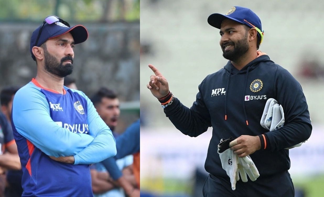 Dinesh Karthik (L) and Rishabh Pant (R).