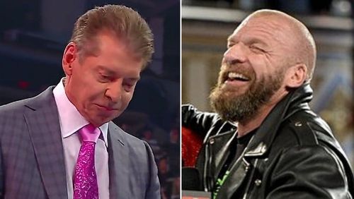 Former CEO Vince McMahon (left); 14-time world champion Triple H (right)