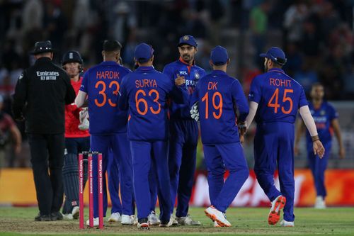 The Men in Blue during the T20I series in England. Pic: Getty Images