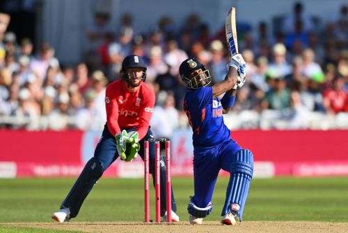 Suryakumar Yadav’s stunning hundred gave England a scare in the third T20I. Pic: Getty Images