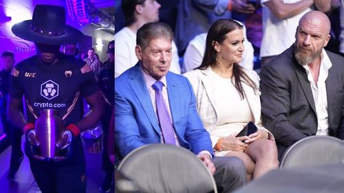 Israel Adesanya paid tribute to The Undertaker with Vince & Stephanie McMahon and Triple H in attendance!