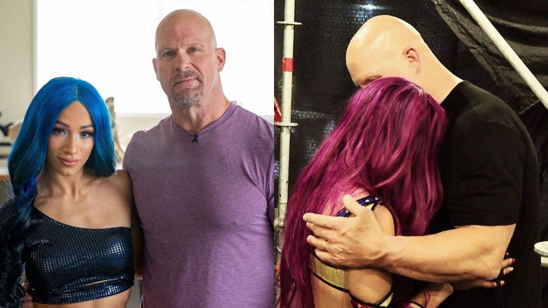 Sasha Banks with WWE Hall of Famer Stone Cold Steve Austin