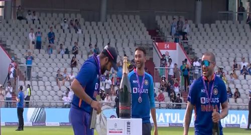 Rohit Sharma after India’s ODI series win against England. Credits: Sky Sports