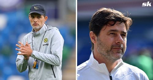 [L-to-R] Chelsea boss Thomas Tuchel and PSG manager Mauricio Pochettino.