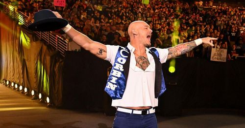 The 37-year-old star making his entrance at SummerSlam 2022.