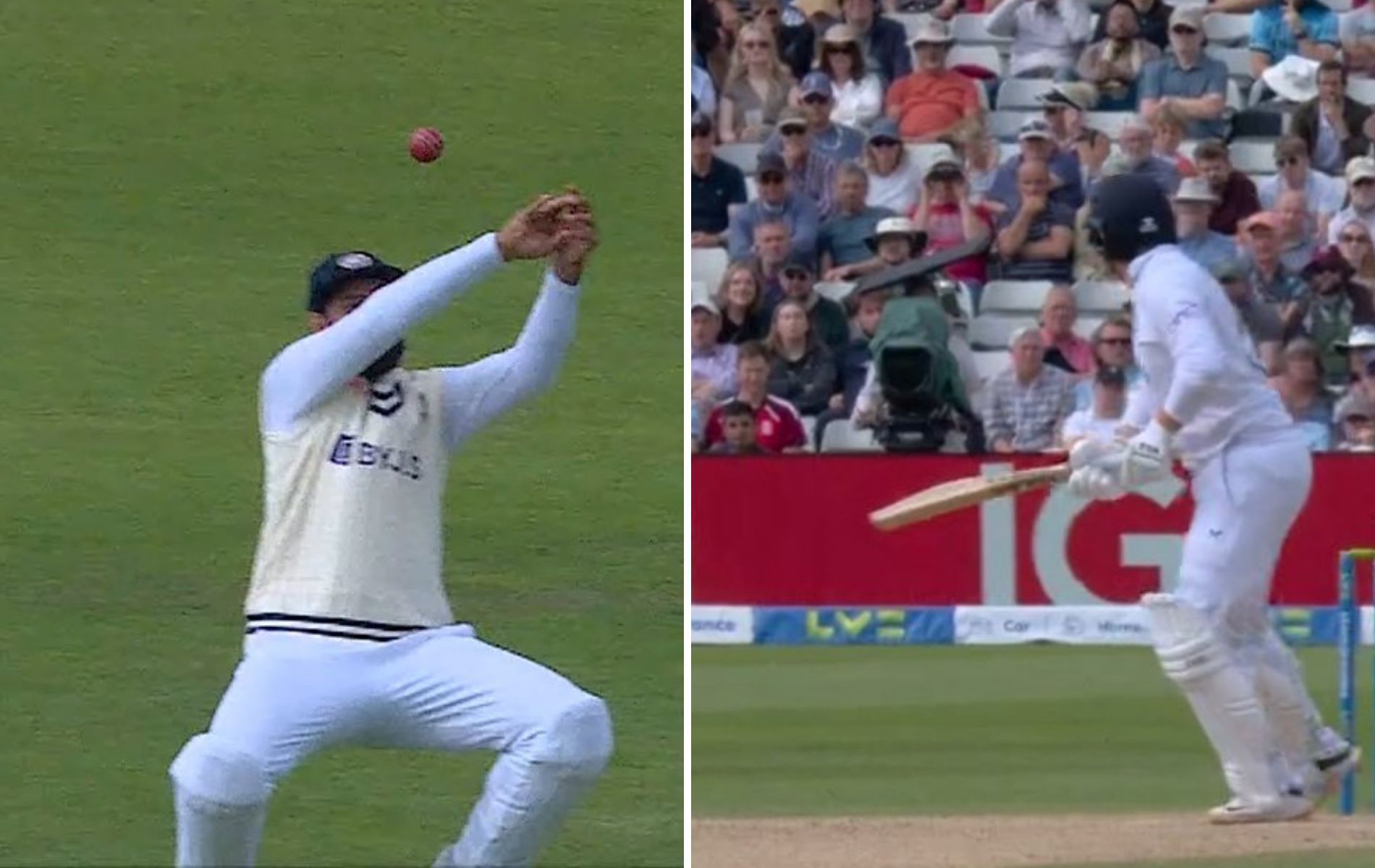 Jonny Bairstow was dropped on 14 by Hanuma Vihari (Pics: Sony Sports Network).