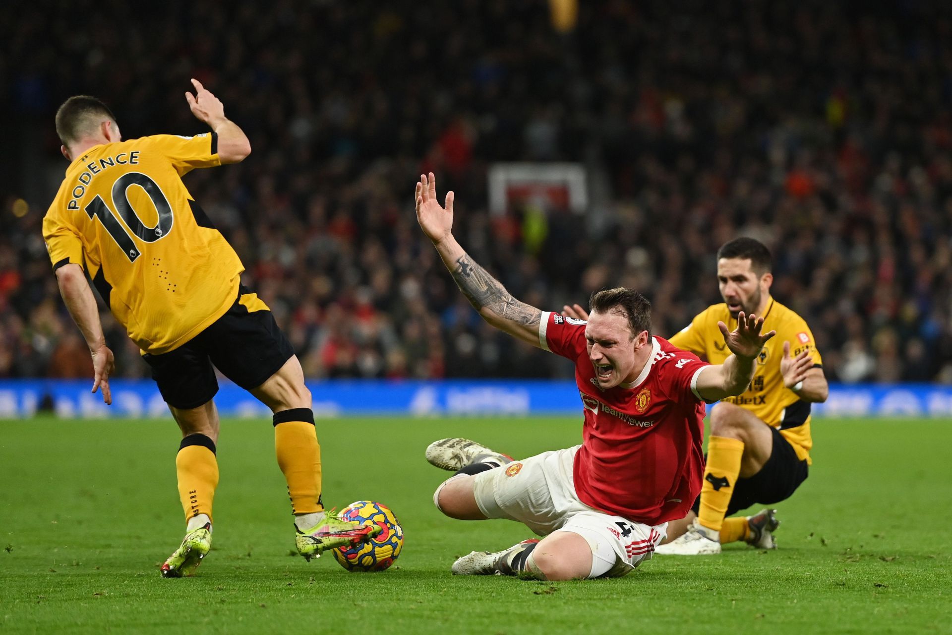 Phil Jones in action against Wolverhampton Wanderers - Premier League