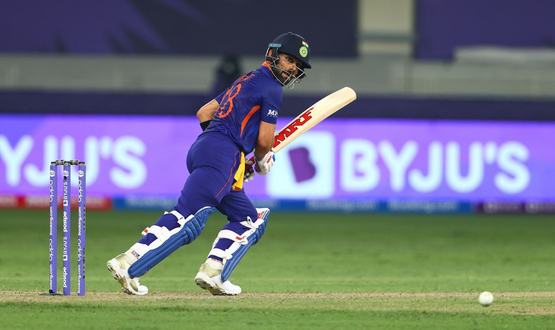 Virat Kohli in action during the India-Pakistan match at the ICC Men's T20 World Cup in 2021.